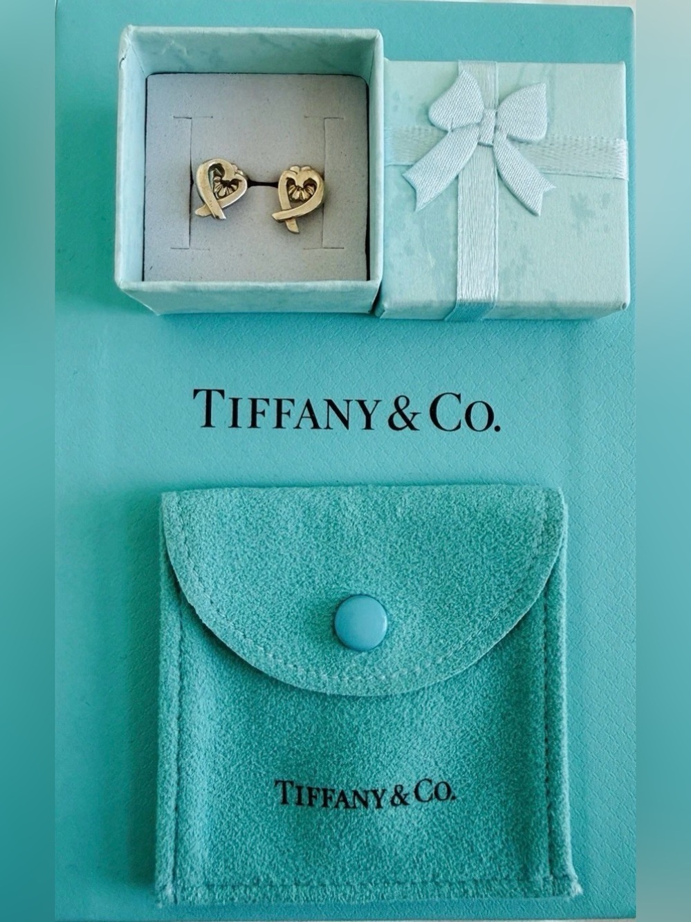 Tiffany & Co. Paloma Picasso Loving Heart Stud Earrings Authentic